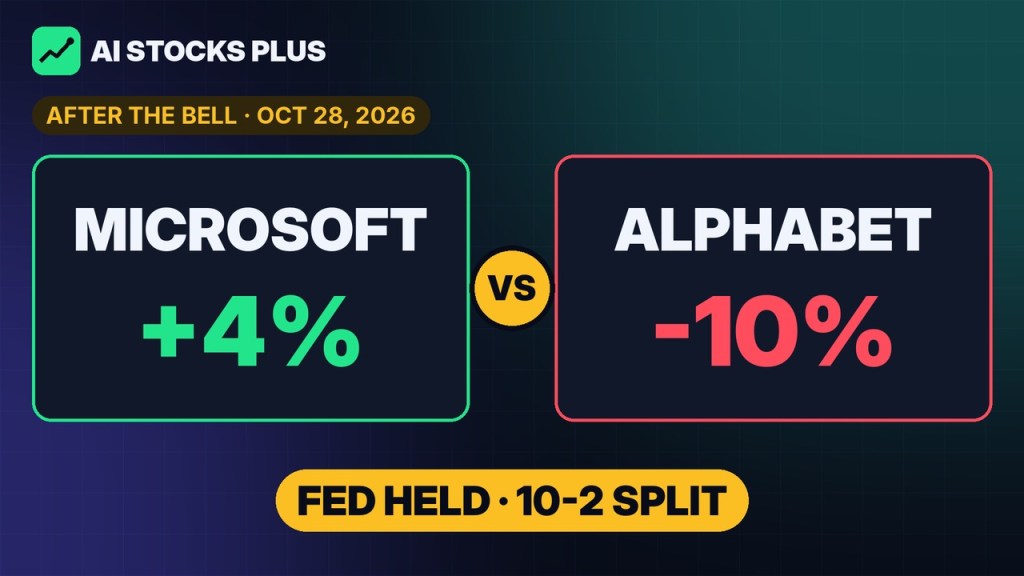 AI Stocks Plus after the bell Oct 28, 2026: Microsoft +4% vs Alphabet -10% after earnings; Fed held rates in a 10-2 split