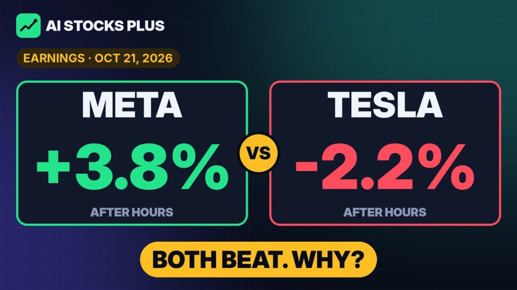 Meta +3.8% vs Tesla -2.2% after hours on Oct 21, 2026 earnings — both beat. Why? AI Stocks Plus